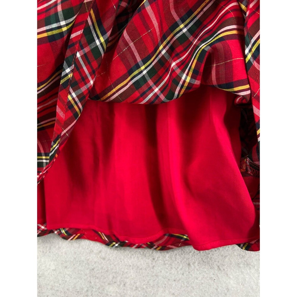 NWT Vineyard Vines Dress Girls Sz 4 Red Tartan Plaid Ruffle Cap Sleeve Midi - Picture 14 of 15